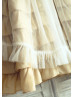 Champagne Taffeta Ivory Tulle Tulip Skirt Flower Girl Dress